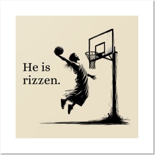 He is Rizzen Jesus Dunk Easter Blackwork Minimalist Posters and Art